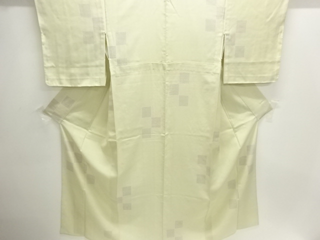 アンティーク　枡模様織出し夏十日町紬着物